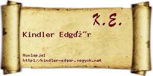 Kindler Edgár névjegykártya